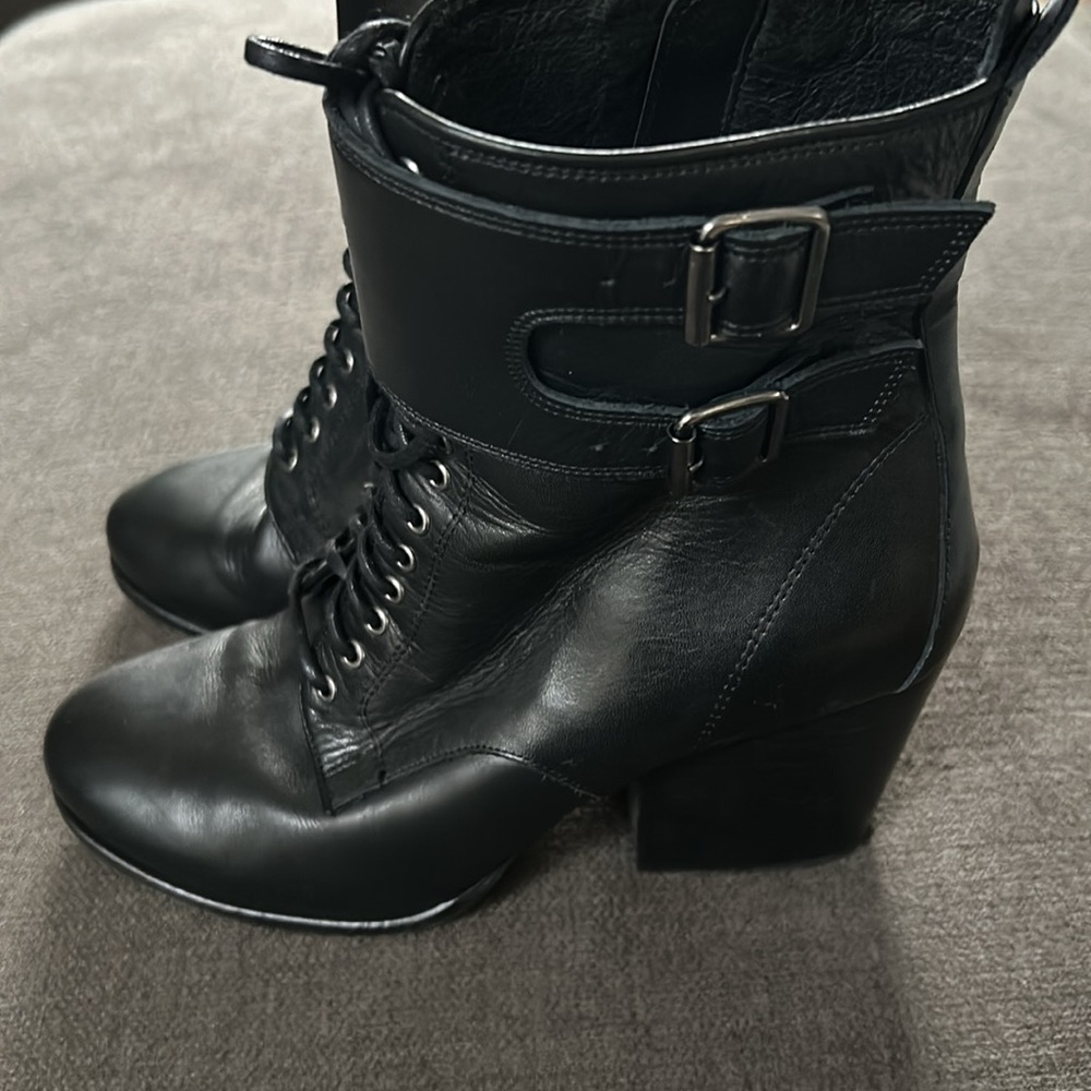 The Kooples - Leather Mid Calf Lace Up Boot Size 38